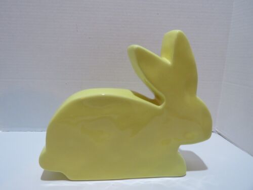 RAE DUNN NEW "HELLO SPRING" YELLOW CERAMIC BUNNY FIGURINE 11" X 9" - Picture 2 of 4