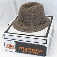 Stetson Tweed Fedora Hat Size Medium 7-7 1/8 w/Original Box