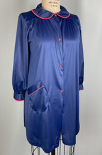 Vintage Robe Sleep Shirt SIZE 34 Medium Loungewear SEARS navy blue red nylon USA