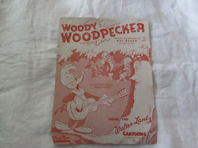 1948 WOODY WOODPECKER SHEET MUSIC & LYRICS Walter Lantz theme song Kay
