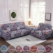 Stretch Velvet Plush Slipcover Sofa Covers Printed Living Room 1 2 3 4 Seater