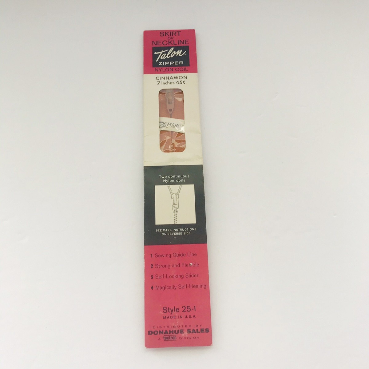 Vintage Talon Zipper Skirt Or Neckline Nylon Coil Cinnamon