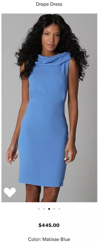Rachel Roy Draped Matisse Blue Sheath Dress Size 6 Career Cocktail Business $445 - Image 4 of 4