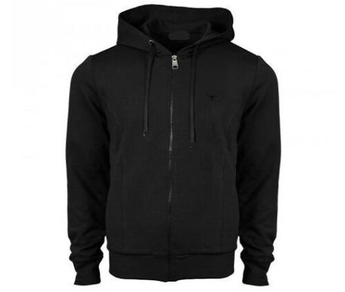 PLAIN BLACK COTTON ZIP UP HOODY Mens S-8XL Soft flannel innr Gents hoodie jacket - Picture 1 of 1