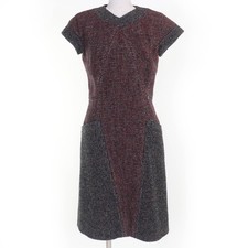 Excellent CHANEL one piece Lion Button Short Sleeve Tweed multicolor 36 14B