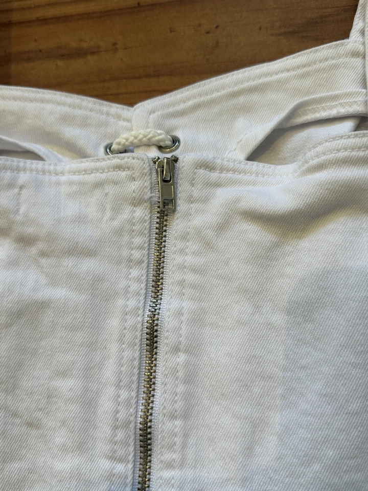 Jeans jeans branco Venus tamanho 14 com cadarço frontal espartilho de algodão bustier Peplum Festival - Imagem 3 de 4