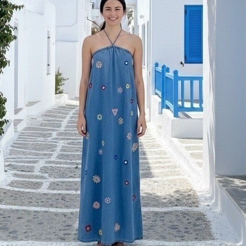 Zara Maxi Dress Womens S Blue Denim Embroidered Floral Halter Smocked Back Boho | eBay Zara Maxi Dress Womens S Blue Denim Embroidered Floral Halter Smocked Back Boho | eBay