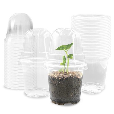 Transparent Nursery Pots 3.5 Inch with Humidity Domes for Seed Starting, 40 Pcs