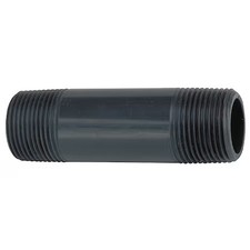 Zoro Select 861-088 1/2" Mnpt X 12" Tbe Pvc Pipe Nipple Sch 80, 861-088