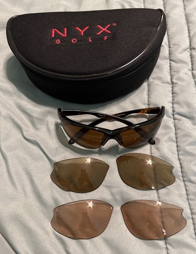 NYX Golf Sunglasses Set W Case Set & Lenses Classic Competition EUC Italy