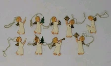 Lot of 9 W. Germany 2" Christmas Angels Celluloid Christmas Ornament 1950's