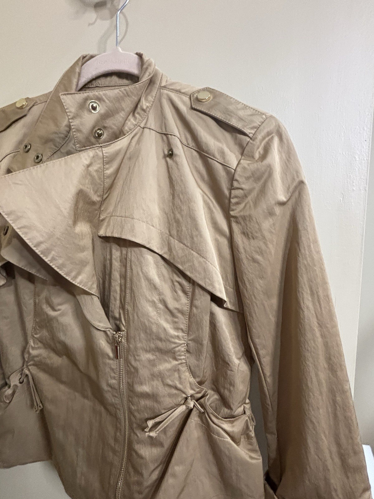 Cache Draped Front Utility Jacket Beige Women’s S… - image 6