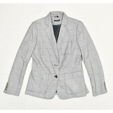 Tommy Hilfiger Women's Two Button Blazer Jacket Plaid Polyester Gray Size 6