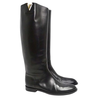 DDP 1,6k Authentic Louis Vuitton Heritage LV Logo Riding Boots Sz EU 37,5 US 7,5