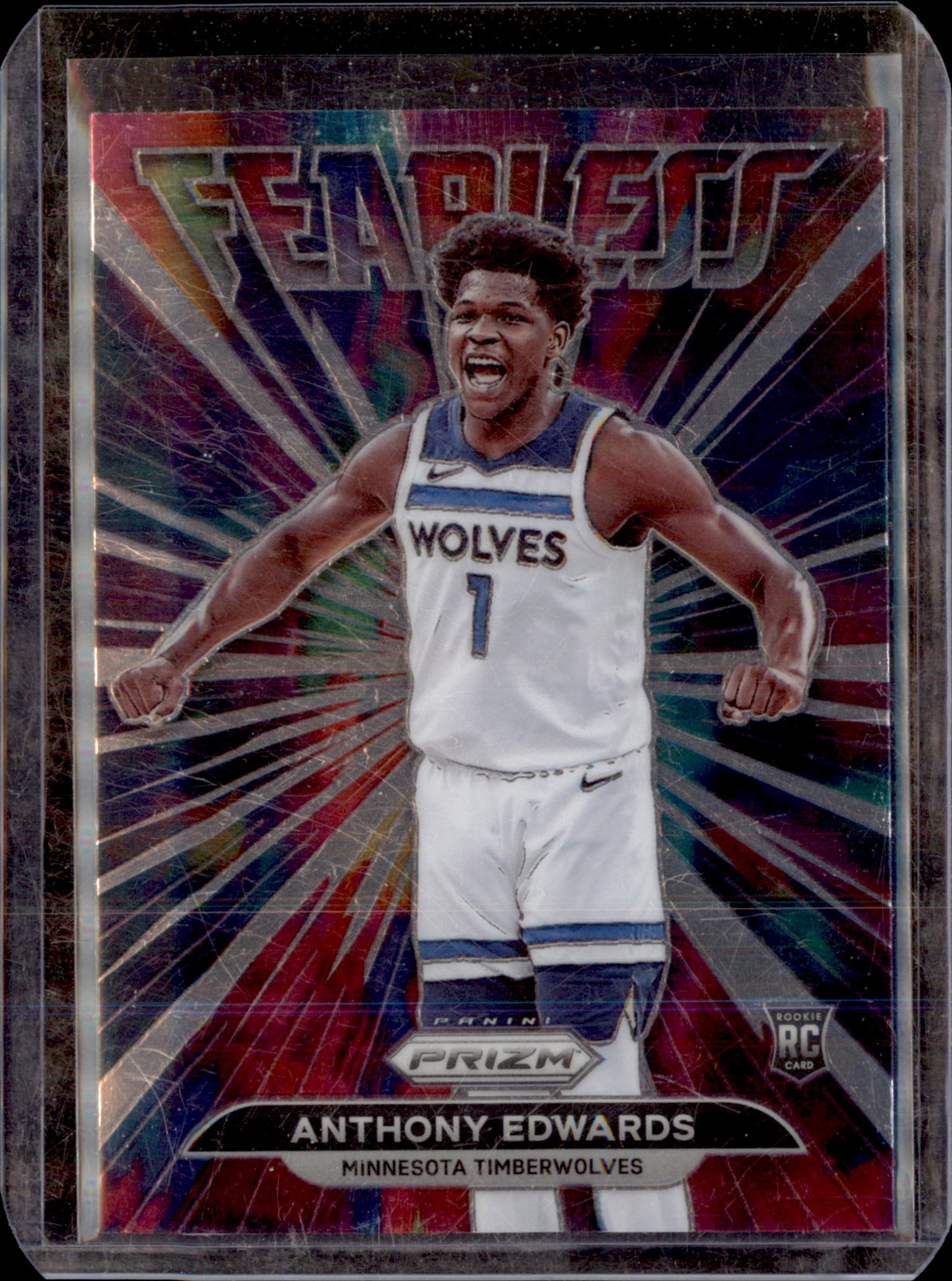 2021-22 Panini Prizm #15 Anthony Edwards Fearless