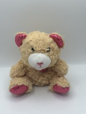 Brown Teddy Bear Plush with Pink Heart Paws   Cute Valentine Gift Stuffed Toy