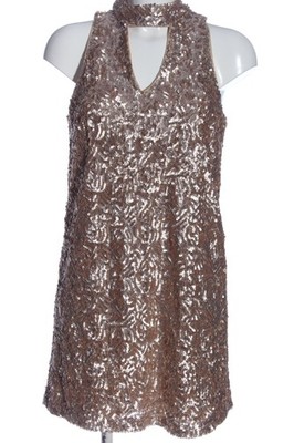 MANGO SUIT Minikleid Damen Kleid Gr. DE 36 goldfarben Elegant