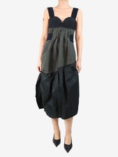 Prada Khaki and black contrast midi dress - size UK 10