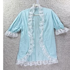 Dutchmaid Vintage Robe Womens XS Blue Lace Trim Lingerie Made in USA Nightgown