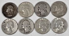 1937-1964 Washington Silver Quarters Lot of 8 Various years 90% Free Shipping