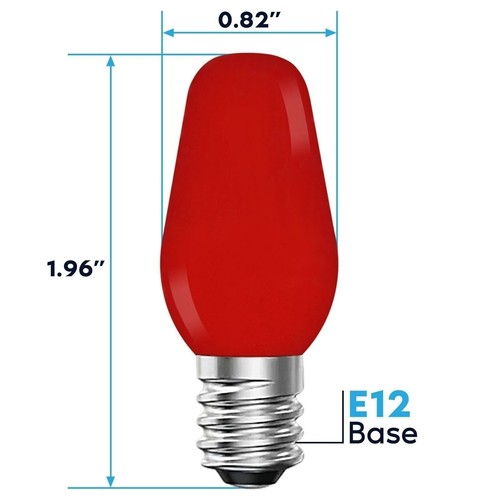 Luxrite 25-Pack C7 LED Red Light Bulb for String Lights 0.5W E12 UL Outdoor - Picture 3 of 7