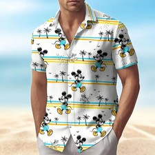 Disney Mickey Mouse Beach Button Up Hawaiian Shirt