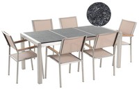 Modernes GartenmöBel Set Tisch Mit 3 Platten Grau 6 StüHle In Beige Grosseto