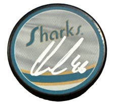 CAM LUND signed (SAN JOSE SHARKS) Reverse Retro Hockey puck JSA COA CM05126