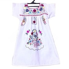 Mexican Hand Embroidered Folkloric Artesania Floral Toddler Dress No Tags