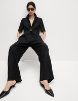 Marks & Spencer Womens Black Wide leg Women Trousers - M&S