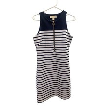 MICHAEL KORS Women's Navy White Striped Sleeveless Zipper Dress Size 6 EUC