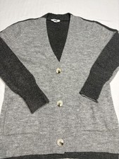 Steve Madden BB Dakota Women's Cardigan Grey, Color Block, Small, Buttons, Cozy