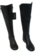 NEW G by Guess Horton Womens Faux Leather Riding Boots 5.5 Wide Calf Black $99