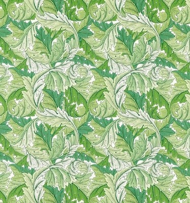 William Morris Gardinenstoff 'ACANTHUS' 2,5 METER BLATTGRÜN - LEINENMISCHUNG