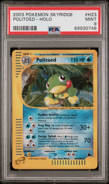 PSA 9 2003 Pokemon TCG Politoed H23/H32 Skyridge Holo