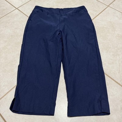 Anthony's Resort Wear Pants Womens Large Navy Capri Pull On Stretch Cropped