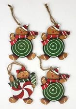 Transpac Plywood Christmas Ornaments Gingerbread Men With Candy Set of 4