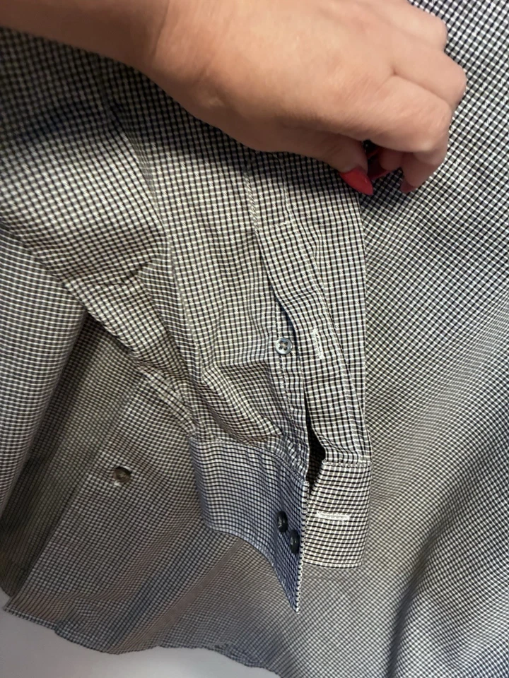 Mark Anthony Men's Slim Fit Flannel Top White /Black Plaid 34/35 - Image 3 of 4