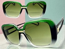 OVERSIZE Classic Vintage Retro Style SUNGLASSES Large Square Black  Green Frame