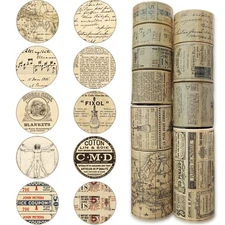 10 Rolls (Totally 98ft/30m) Vintage Washi Tape Set, Masking Tape Nostalgic St...