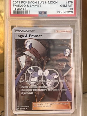 PSA 10 Gem Mint Ingo & Emmet 176/181 Team Up Full Art Pokemon TCG