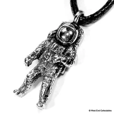 Space Man Astronaut Pewter Charm Pendant Necklace - UK Handmade - Astronomy