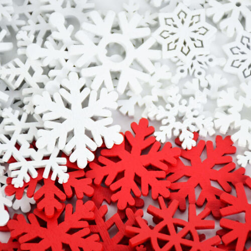 35mm White Mix Wooden Snowflakes Christmas Ornaments Christmas Tree Pendants _co - Afbeelding 1 van 7