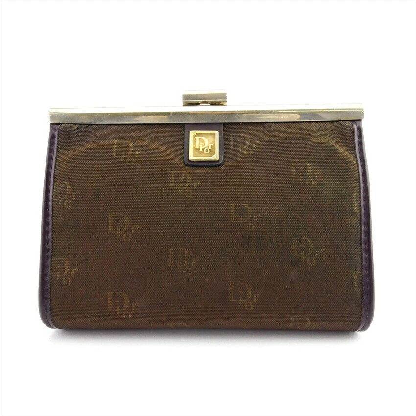 DIOR Pouch logo pattern canvas x leather Authentic USED E17017