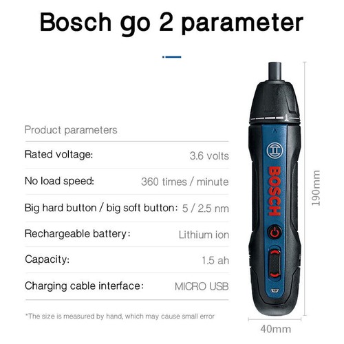 BOSCH GO 2 Kit Smart Rechargeable Cordless Screwdriver 3.6V Wireless Work tool - Picture 4 of 8