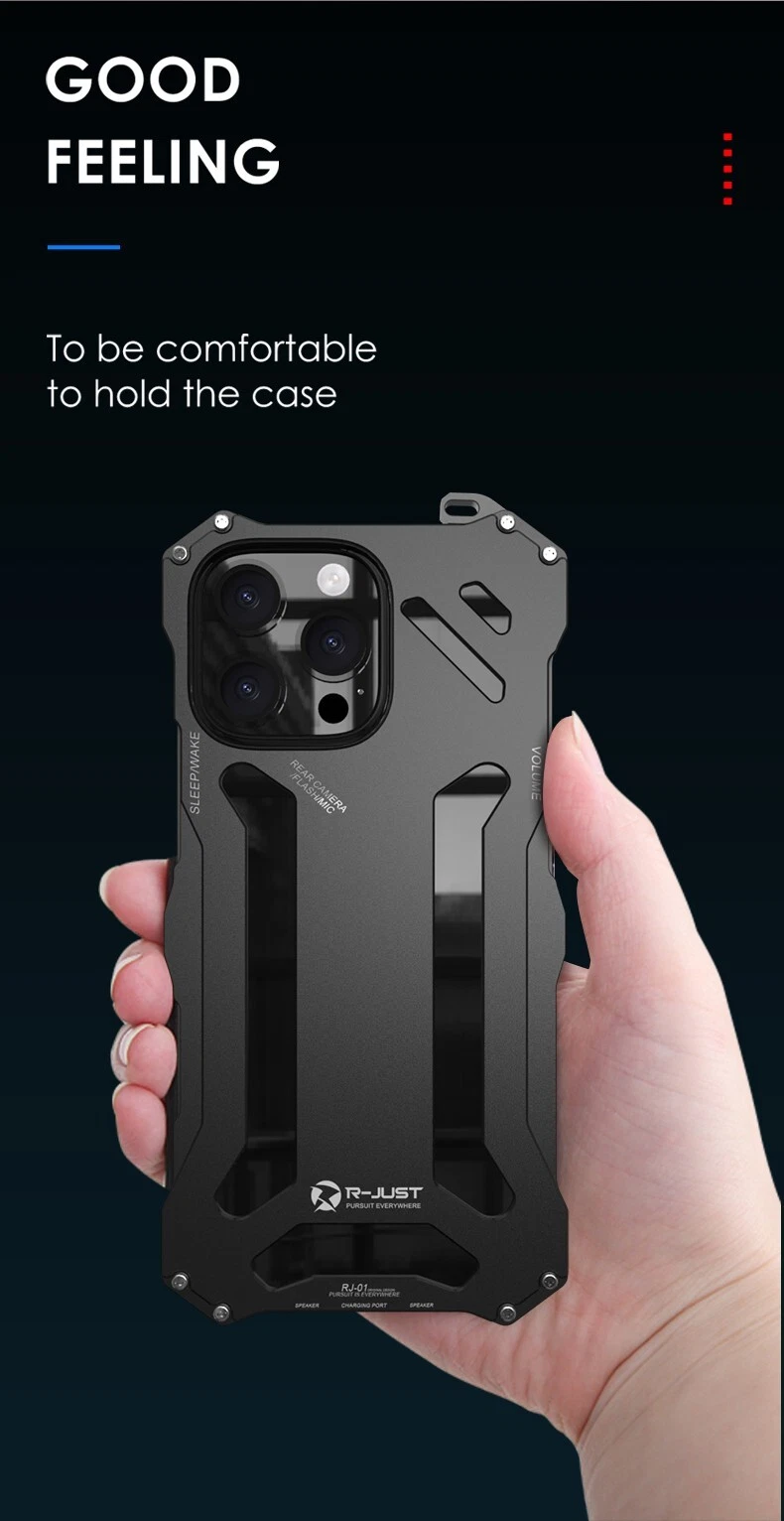R-JUST Metal Shockproof Armor Back cover Case Fo iPhone 16 15 14 13 12 Pro Max + - Picture 13 of 19