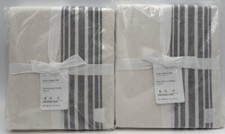 Pottery Barn Riviera Stripe Pole Top Cotton Lined Drape 2 50 108 Charcoal Gray