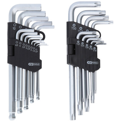 KS Tools TX-Winkelstiftschlüssel T20 XL – 114 Mm Lang, Mit Bohrung, Für Enge Räume