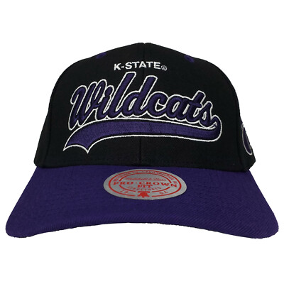 Kansas State Wildcats Mitchell & Ness NCAA Pro Fit Snapback Hat Cap Black NWT