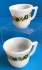 2-Vintage Milk Glass Demitasse Tea Cups Child Decaled Cups